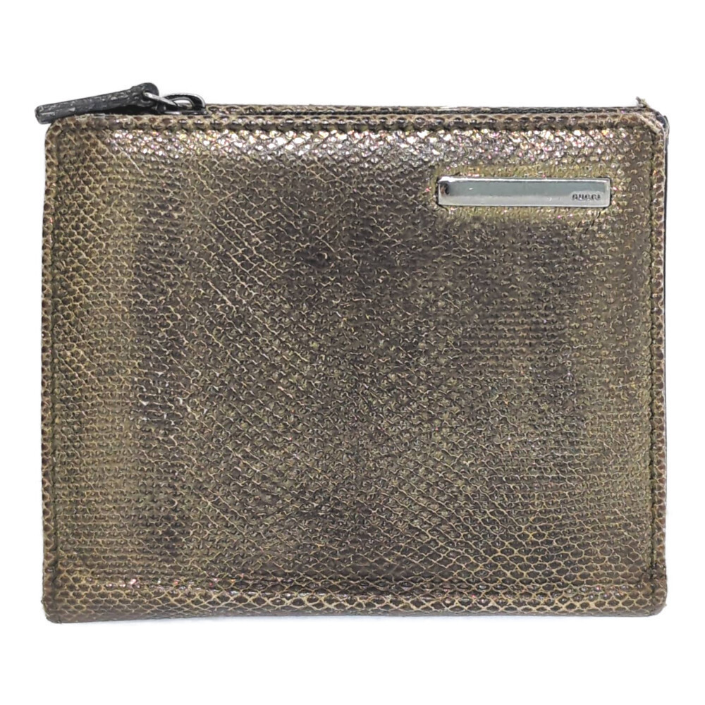 Gucci Python Leather Logo Plate Bifold Wallet Min… - image 1